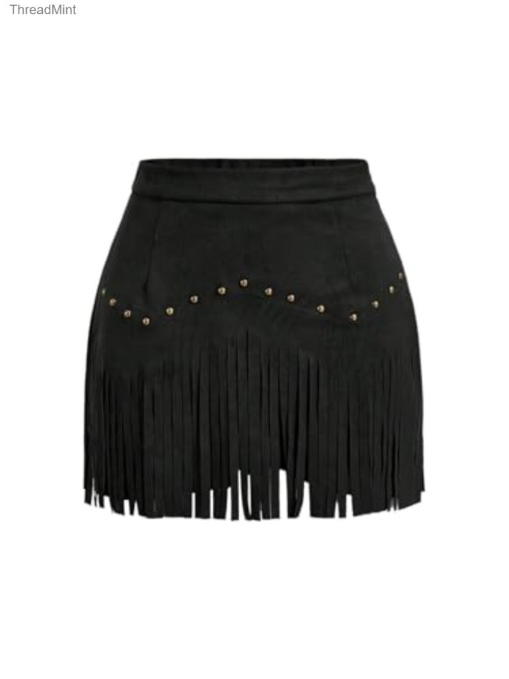 Suede Fringe Cowgirl Skirt High Waisted Mini Country Western Skirt Polyester